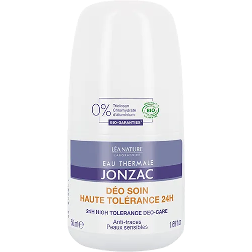 EAU THERMALE JONZAC DEODORANT - Soin Haute Tolérance 24H Anti-Traces Roll-On - Peaux Sensibles, 50ml