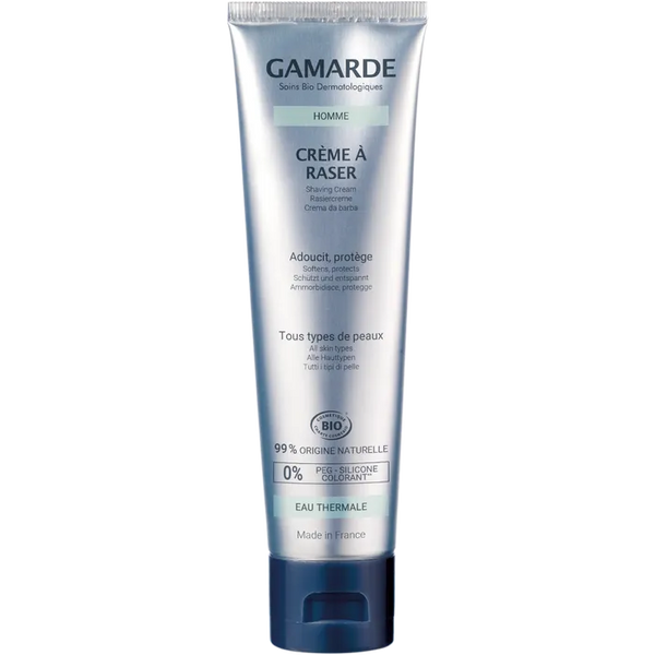 GAMARDE HOMME - Crème à Raser Bio Tous Types de Peaux Adoucit et Protège, 100g