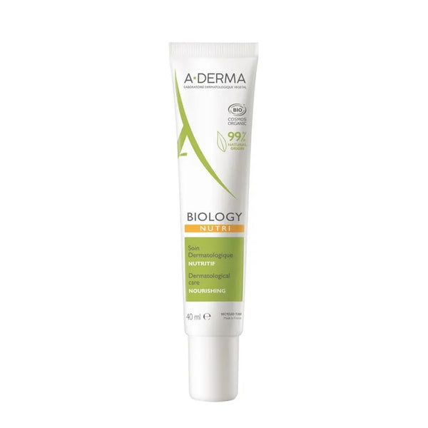 A-DERMA BIOLOGY NUTRI - Soin Dermatologique Nutritif Bio - Visage - Peaux Très Sèches, 40ml