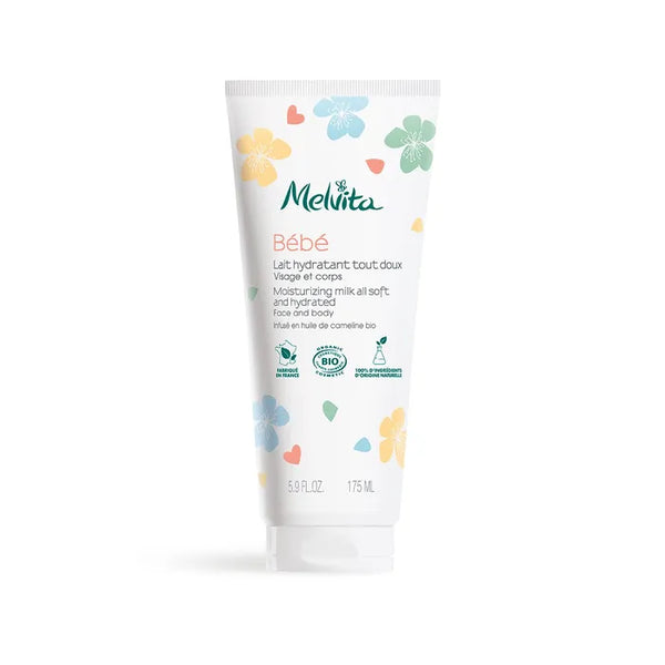 MELVITA BÉBÉ - Lait Hydratant Tout Doux Bio - Visage et Corps - Tous Types de Peaux, 175ml