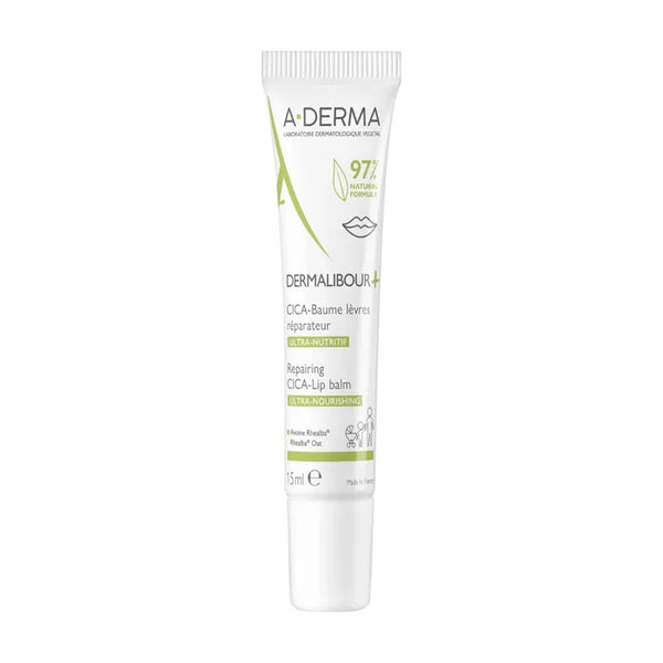A-DERMA DERMALIBOUR+ - CICA-Baume Lèvres Réparateur Ultra-Nutritif - Lèvres Irritées et Gercées, 15ml