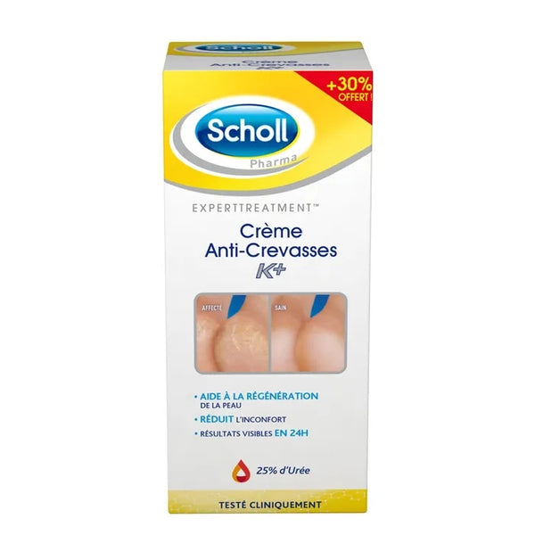 SCHOLL EXPERTTREATMENT - Crème Anti-Crevasses K+ - Talons Fendillés, 120ml