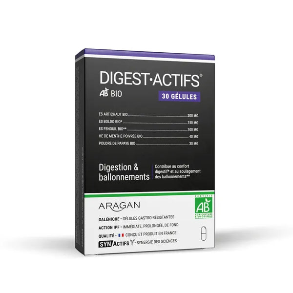 ARAGAN SYNACTIFS - DIGESTACTIFS® BIO - Digestion, Confort Digestif - Fenouil, Artichaut - 30 gélules