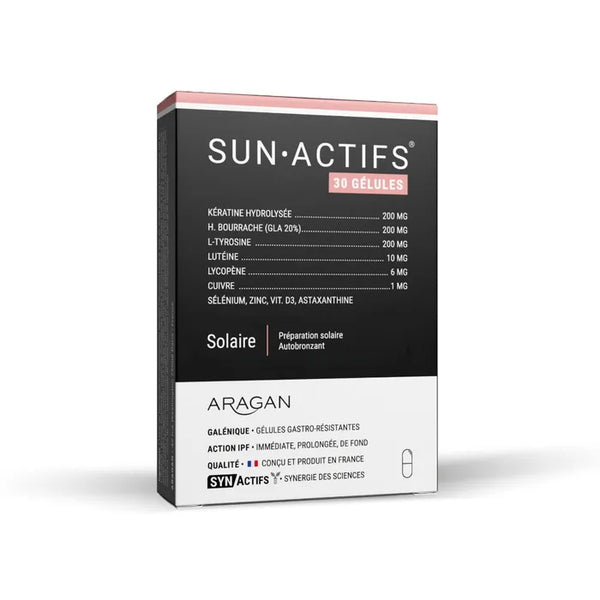 ARAGAN SYNACTIFS - SUNACTIFS® - Préparation solaire, Autobronzant - 30 gélules