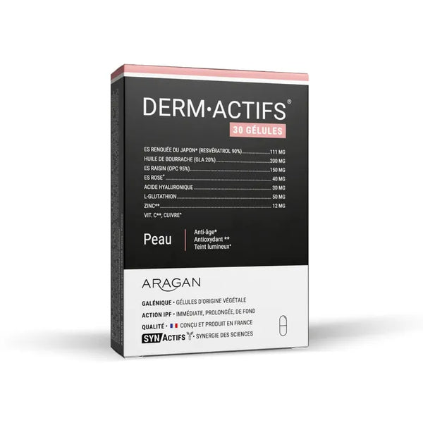 ARAGAN SYNACTIFS - DERMACTIFS®- Anti-Âge, Antioxydant, Teint - 30 gélules