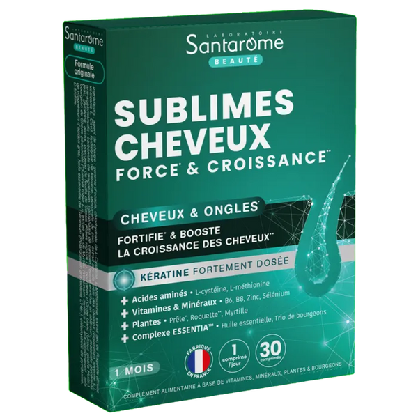 SANTAROME BEAUTE - SUBLIMES CHEVEUX - Force & Croissance Cheveux & Ongles, 30 comprimés