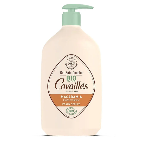 CAVAILLÈS QUOTIDIEN - Gel Bain Douche Surgras Végétal Huile de Macadamia Bio - Peaux Sèches, 1L