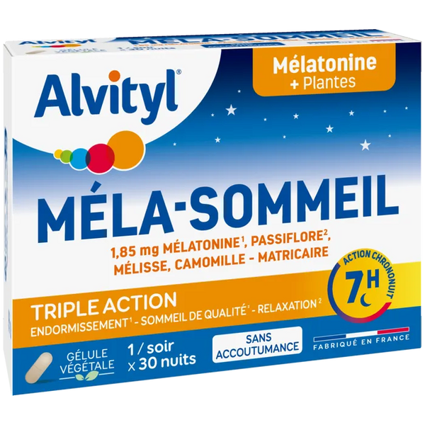 ALVITYL MELA-SOMMEIL - 1.85mg de Mélatonine, 30 gélules végétales