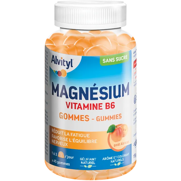 ALVITYL MAGNESIUM - Vitamine B6, 45 gummies Goût Abricot