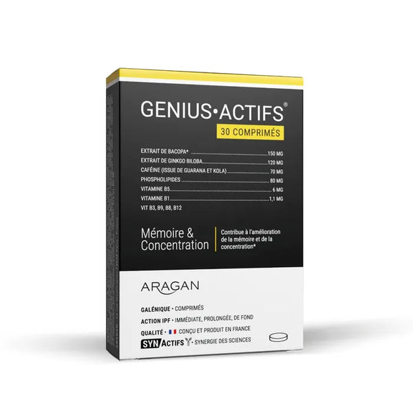 ARAGAN SYNACTIFS - GENIUSActifs® - Mémoire & Concentration, 30 comprimés