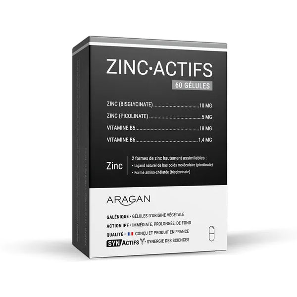 ARAGAN SYNACTIFS - ZINCACTIFS® - Immunité & Peau, 60 gélules
