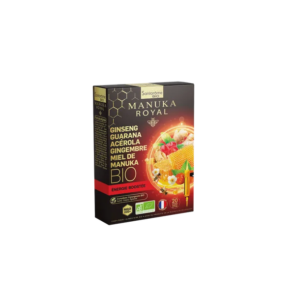 SANTAROME MANUKA ROYAL - Ginseng Guarana Acérola Gingembre Miel de Mauka BIO, 20 ampoules buvables 10ml