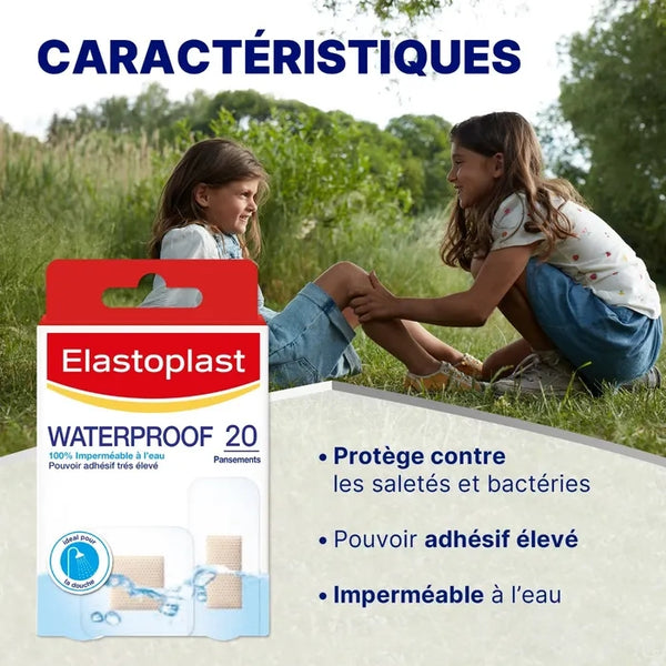ELASTOPLAST WATERPROOF - Pansements 100% Résistants à l'Eau 2 Formats, 20 unités