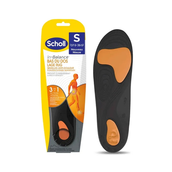 SCHOLL IN-BALANCE - Semelles Anti-Douleur Bas du Dos - Taille S - 37 à 39,5, 1 Paire