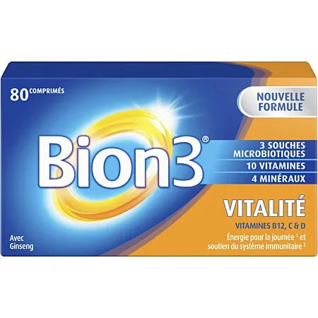 BION3 VITALITÉ - Énergie Défenses Immunitaires Vitamines B12, C & D, 80 comprimés