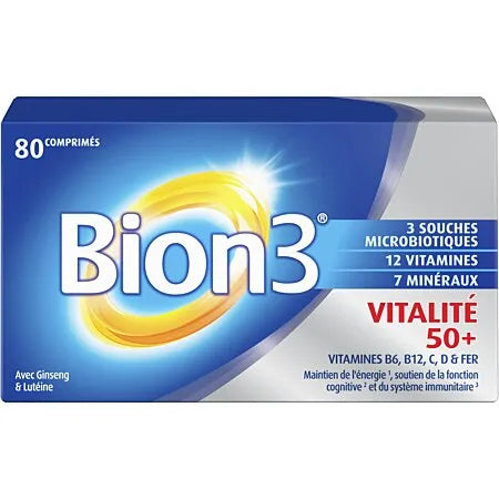 BION3 VITALITÉ 50+ - Vitamines B6, B12, C, D & Fer Adulte 50+, 80 Comprimés