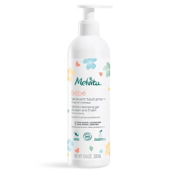 MELVITA BÉBÉ - Gel Lavant Tout Propre Bio - Corps et Cheveux - Tous Types de Peaux, 300ml