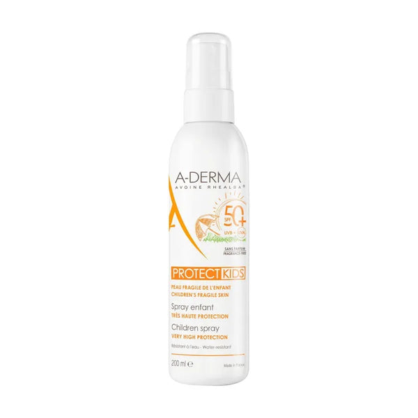 A-DERMA PROTECT KIDS - Spray Solaire Enfant Très Haute Protection SPF50+ - Visage et Corps - Peaux Fragiles, 200ml