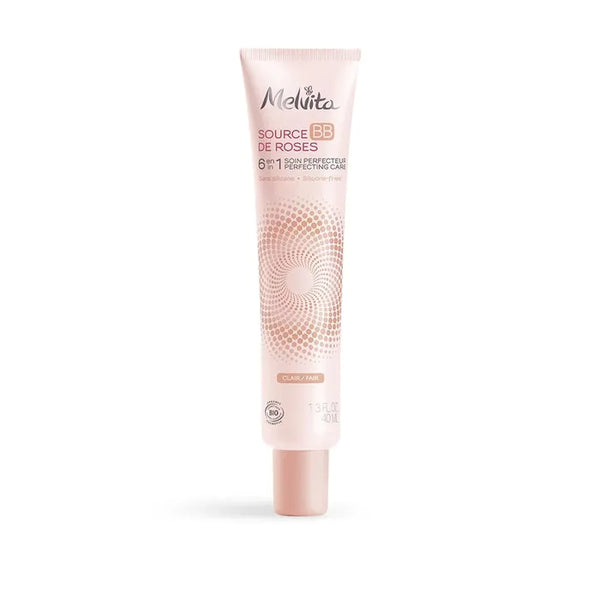 MELVITA SOURCE DE ROSES - BB Crème Soin Perfecteur 6 en 1 Teinte Claire Bio - Visage - Tous Types de Peaux, 40ml