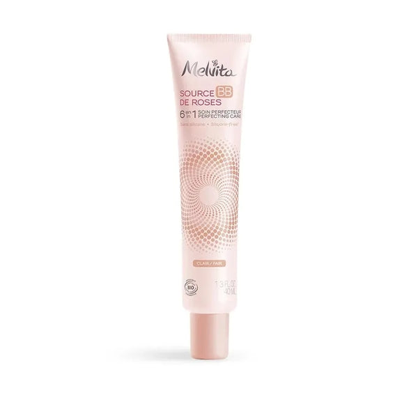 MELVITA SOURCE DE ROSES - BB Crème Soin Perfecteur 6 en 1 Teinte Claire Bio - Visage - Tous Types de Peaux, 40ml