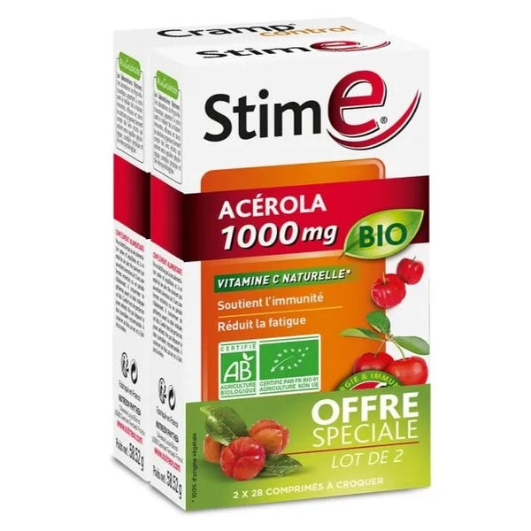 NUTREOV Stime Acérola 1000mg Bio, 2x28 comprimés