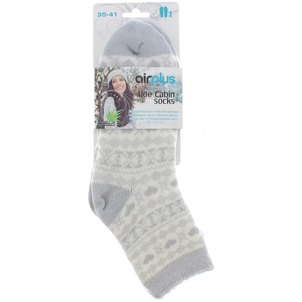AIRPLUS Aloe Cabin Chaussettes Hydratantes - Coeur Gris - Pointure 35 - 41, 1 Paire