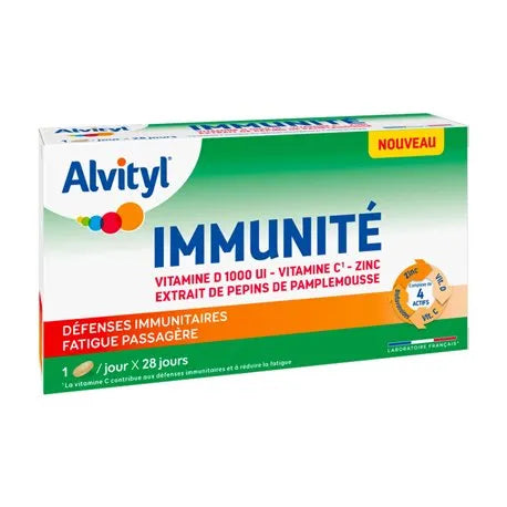 ALVITYL IMMUNITE - Pépins de Pamplemousse Zinc Vitamines D et C , 28 comprimés