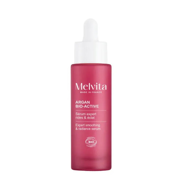 MELVITA ARGAN BIO-ACTIVE - Sérum Expert Rides & Éclat Bio - Visage - Tous Types de Peaux, 30ml