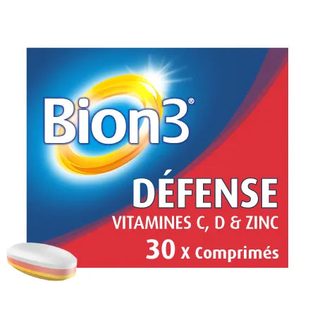 BION3 DÉFENSE - Soutien des Défenses Immunitaires Vitamines C D & Zinc, 30 comprimés