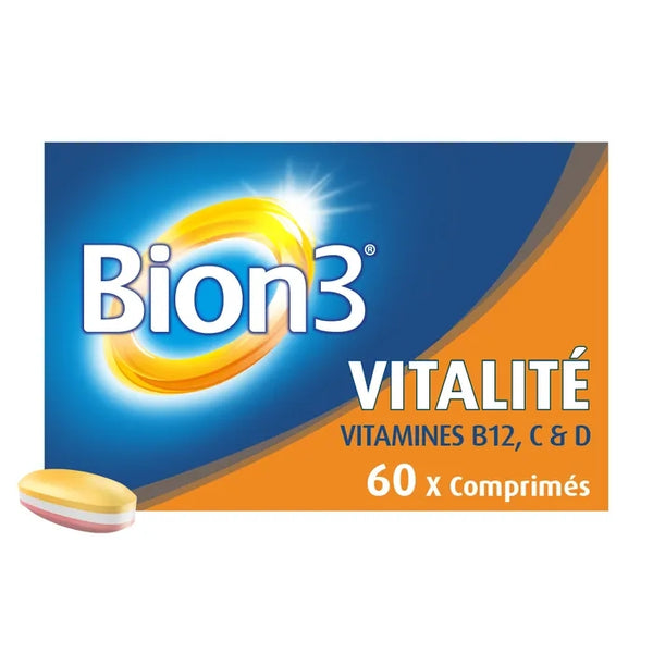 BION3 VITALITÉ - Énergie Défenses Immunitaires Vitamines B12 C & D, 60 comprimés