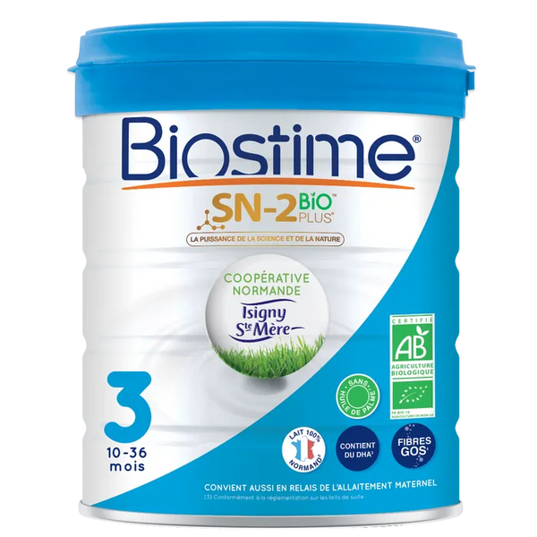 BIOSTIME Lait en Poudre 3ème Âge SN-2 Bio Plus - De 12 mois à 36 mois, 800g