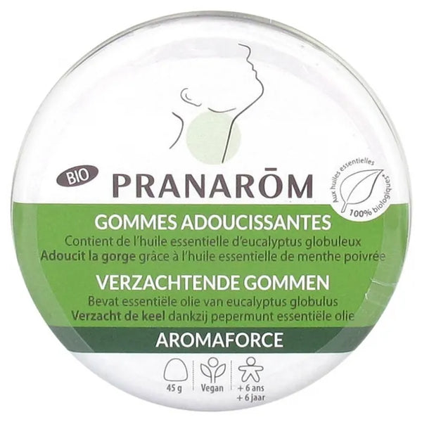 PRANAROM Aromaforce - Gommes Adoucissantes Menthe Eucalyptus Bio, 45 g