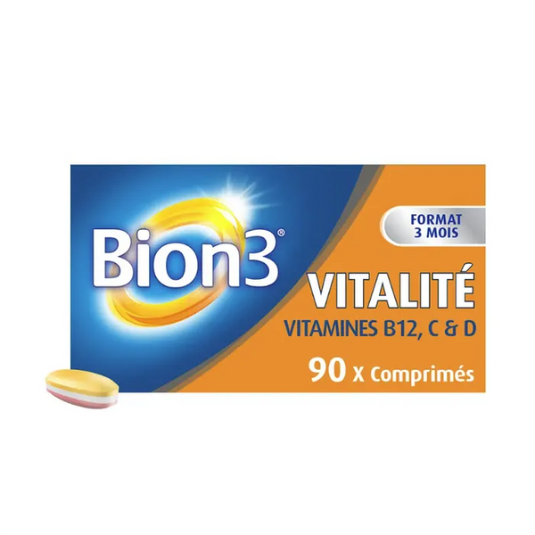 BION3 VITALITÉ - Énergie Défenses Immunitaires Vitamines B12 C & D, 90 comprimés