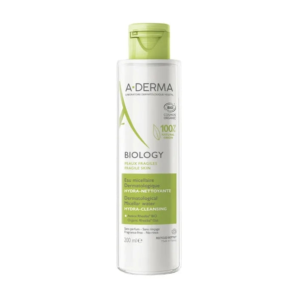 A-DERMA BIOLOGY - Eau Micellaire Dermatologique Hydra-Nettoyante Bio - Visage et Yeux - Peaux Fragiles, 400ml