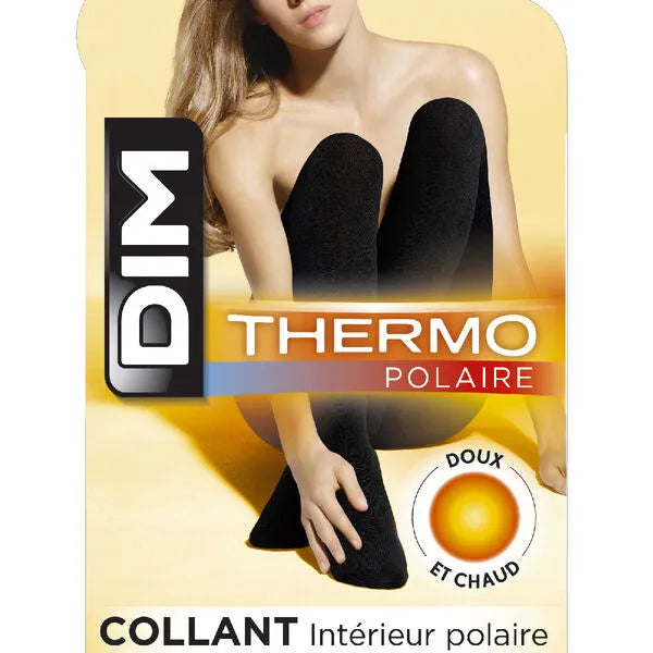 DIM THERMO POLAIRE - Collant Intérieur Polaire - 143 D - Noir - Taille 1/2, 1 Unité