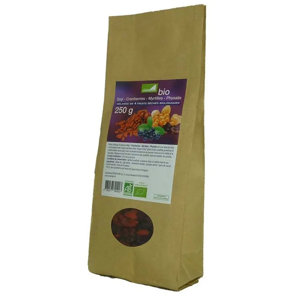 EXOPHARM Mélange 4 fruits goji, cranberries, myrtilles, physalis, 250g