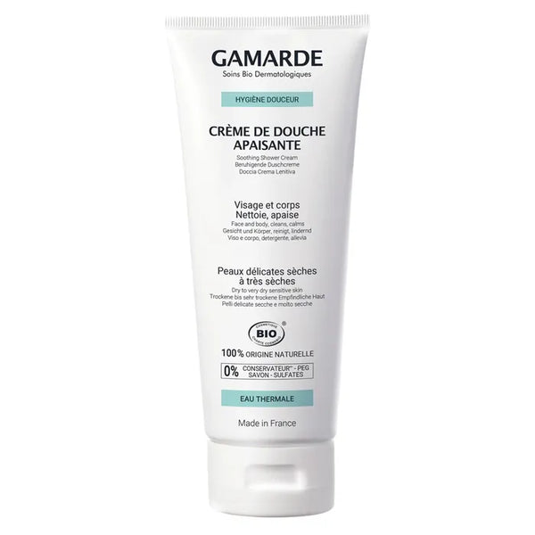 GAMARDE HYGIÈNE DOUCEUR - Crème de Douche Apaisante - Visage et Corps - Peaux Délicates, Sèches à Très Sèches, 200ml