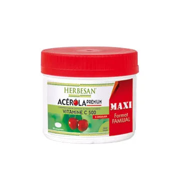 HERBESAN Acerola premium format familial vitamines c 500, 90 comprimés