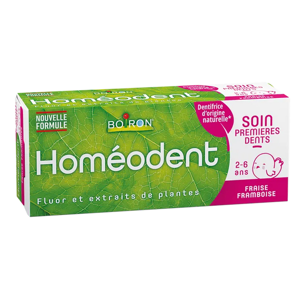 BOIRON HOMEODENT - Dentifrice Soin Premières Dents 2-6 ans Fraise-Framboise, 50ml