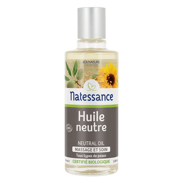 NATESSANCE Huile Neutre Bio - Visage et Corps - Tous Types de Peaux, 100ml