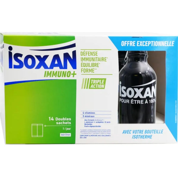 ISOXAN IMMUNO+ - Défenses Immunitaires Équilibre et Forme 14 Doubles Sachets + Bouteille Isotherme Offerte