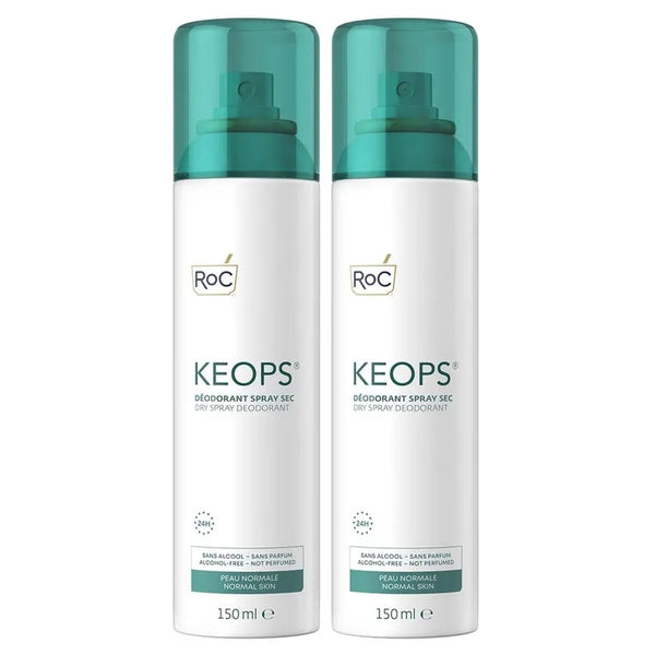 ROC KEOPS® Déodorant Spray Sec 24H - Peaux Normales, 2x150ml
