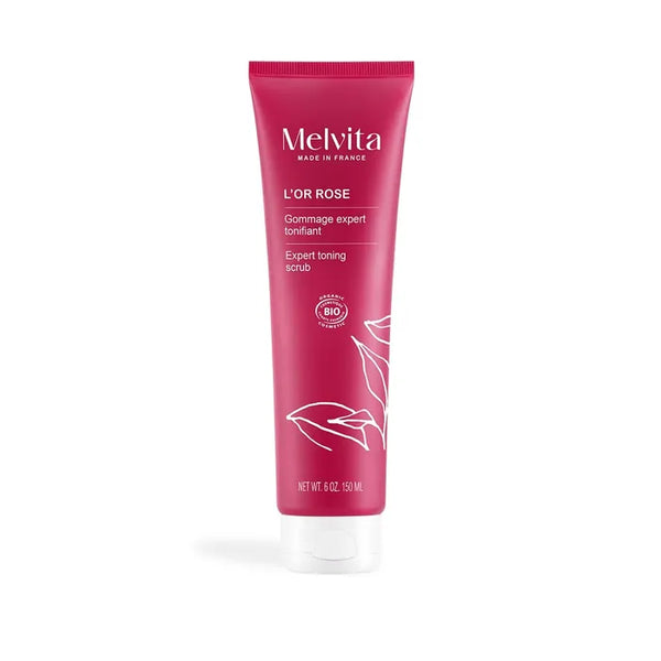 MELVITA L'OR ROSE - Gommage Expert Tonifiant Bio - Corps - Tous Types de Peaux, 150ml