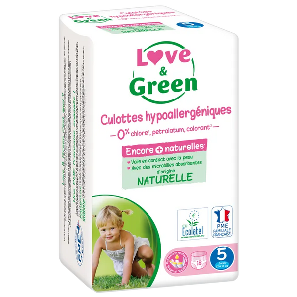 LOVE & GREEN Culottes d’Apprentissage Hypoallergéniques T5, 18 unités