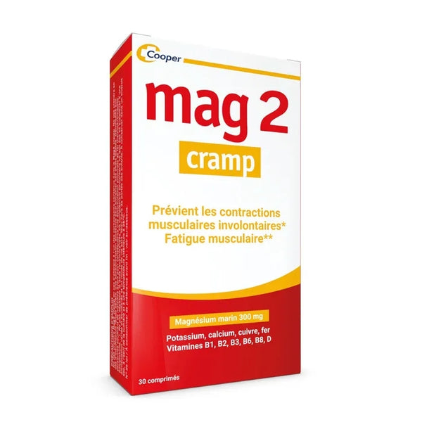 MAG 2 MAG 2 Cramp - Magnésium Marin, Calcium, Fer, Potassium, Cuivre, 30 comprimés