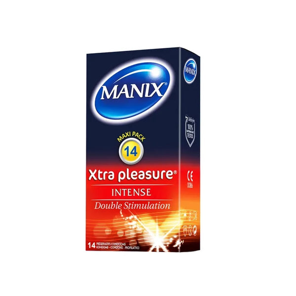 MANIX XTRA PLEASURE - Préservatifs Intenses Double Stimulation, 14 Unités