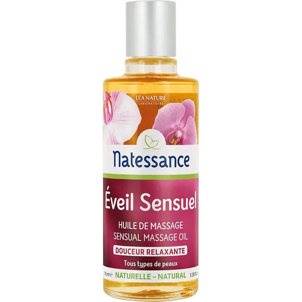 NATESSANCE Huile de Massage Éveil Sensuel - Tous Types de Peaux, 100ml