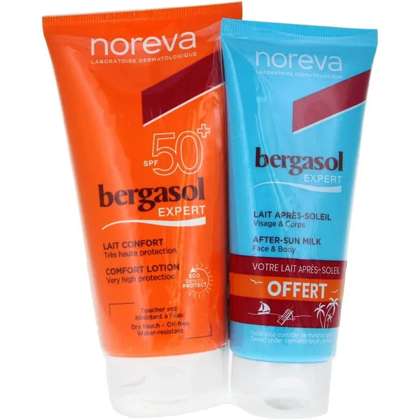 NOREVA BERGASOL EXPERT - Lait Confort Solaire SPF50+ 150ml + Lait Après-Soleil 100ml Offert