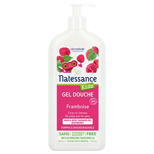 NATESSANCE KIDS - Gel Douche Bio Framboise Corps et Cheveux, 500ml