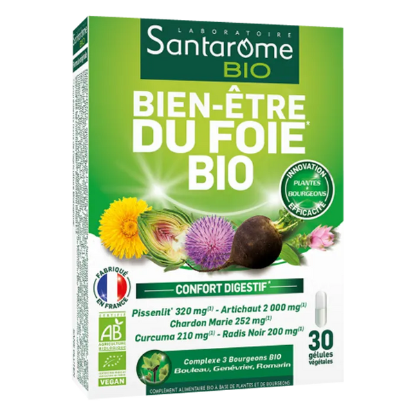 SANTAROME Bien être du Foie Bio, 30 gélules